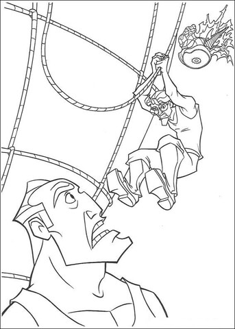 Milo Tries To Kick Rourke Coloring Page